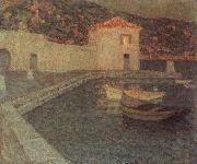 Le Sidaner Henri House by the sea at Dusk painting